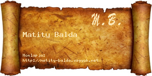 Matity Balda névjegykártya